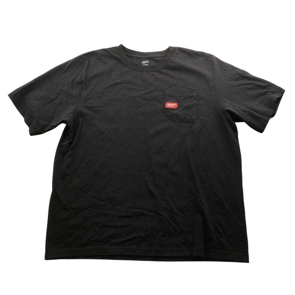 Milwaukee Mens T-Shirt Size 2X Short Sleeve Crew Neck Black Casual Pocket Tee